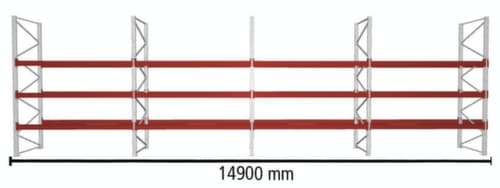 META Rayonnage à palettes MULTIPAL pour 64 palettes, largeur 14900 mm, 4 niveaux de stockage