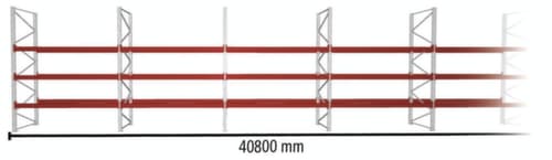 META Rayonnage à palettes MULTIPAL pour 176 palettes, largeur 40800 mm, 4 niveaux de stockage