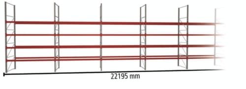 META Rayonnage à palettes MULTIPAL pour 120 palettes, largeur 22195 mm, 5 niveaux de stockage