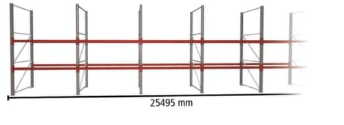 META Rayonnage à palettes MULTIPAL pour 44 palettes, largeur 25495 mm, 2 niveaux de stockage