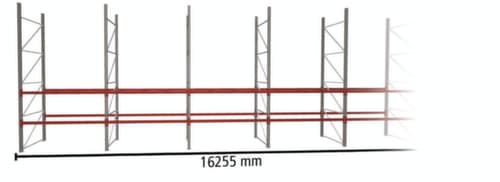META Rayonnage à palettes MULTIPAL pour 42 palettes, largeur 16255 mm, 3 niveaux de stockage