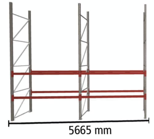 META Rayonnage à palettes MULTIPAL pour 12 palettes, largeur 5665 mm, 3 niveaux de stockage