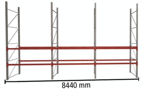 META Rayonnage à palettes MULTIPAL pour 18 palettes, largeur 8440 mm, 3 niveaux de stockage