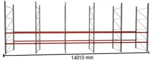 META Rayonnage à palettes MULTIPAL pour 30 palettes, largeur 14010 mm, 3 niveaux de stockage
