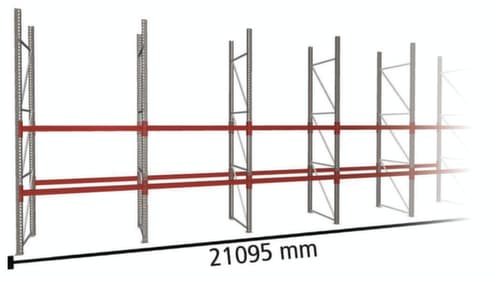 META Rayonnage à palettes MULTIPAL pour 99 palettes, largeur 21095 mm, 3 niveaux de stockage