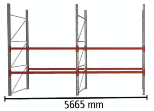META Rayonnage à palettes MULTIPAL pour 18 palettes, largeur 5665 mm, 3 niveaux de stockage