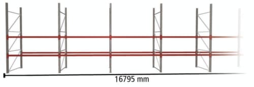 META Rayonnage à palettes MULTIPAL pour 54 palettes, largeur 16795 mm, 3 niveaux de stockage