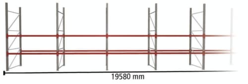 META Rayonnage à palettes MULTIPAL pour 63 palettes, largeur 19580 mm, 3 niveaux de stockage