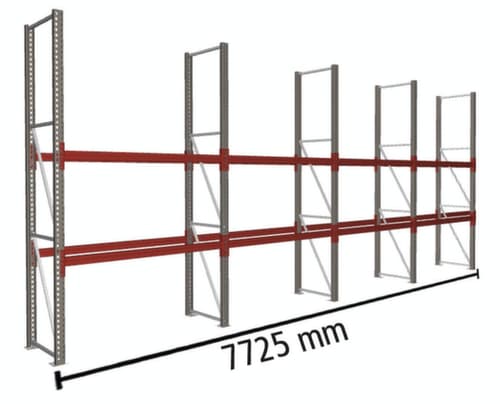 META Rayonnage à palettes MULTIPAL pour 12 palettes, largeur 7725 mm, 3 niveaux de stockage