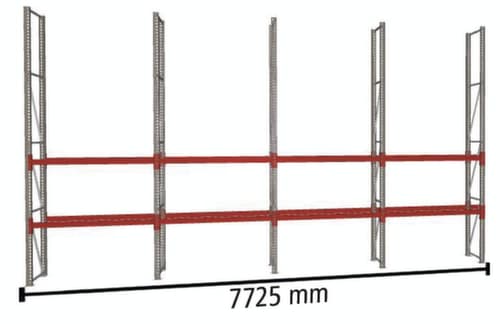 META Rayonnage à palettes MULTIPAL pour 16 palettes, largeur 7725 mm, 4 niveaux de stockage