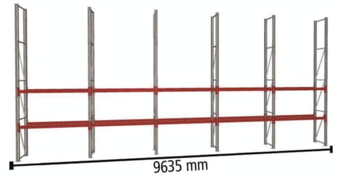 META Rayonnage à palettes MULTIPAL pour 20 palettes, largeur 9635 mm, 4 niveaux de stockage