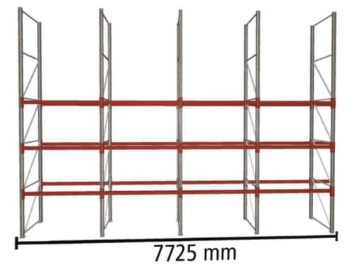 META Rayonnage à palettes MULTIPAL pour 16 palettes, largeur 7725 mm, 4 niveaux de stockage