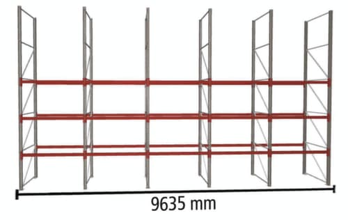 META Rayonnage à palettes MULTIPAL pour 20 palettes, largeur 9635 mm, 4 niveaux de stockage