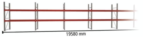 META Rayonnage à palettes MULTIPAL pour 42 palettes, largeur 19580 mm, 3 niveaux de stockage