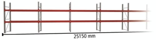 META Rayonnage à palettes MULTIPAL pour 54 palettes, largeur 25150 mm, 3 niveaux de stockage