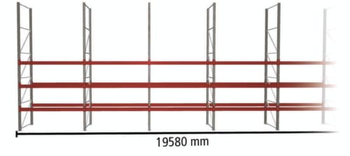 META Rayonnage à palettes MULTIPAL pour 56 palettes, largeur 19580 mm, 4 niveaux de stockage