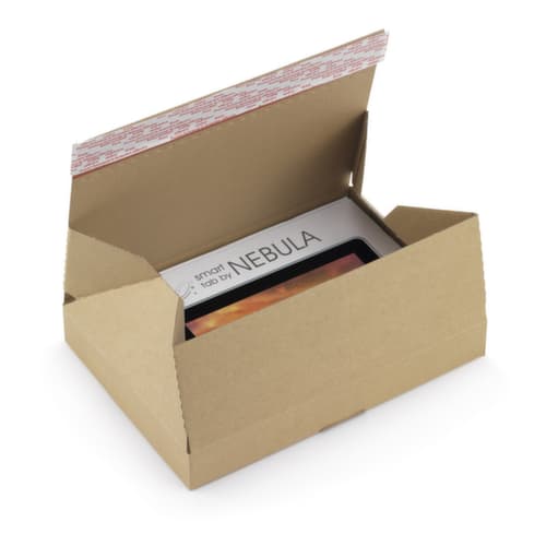 Boîte postale à fond automatique avec soufflets latéraux et fermeture adhésive