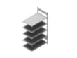 hofe Porte-documents sans vis Zone de fixation pour une utilisation des deux côtés, 5 tablettes, RAL9006 aluminium blanc