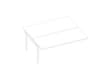 Quadrifoglio Table de rallonge à hauteur réglable Practika pour bureau Bench avec piètement 4 pieds, largeur x profondeur 1800 x 1600 mm, plaque blanc