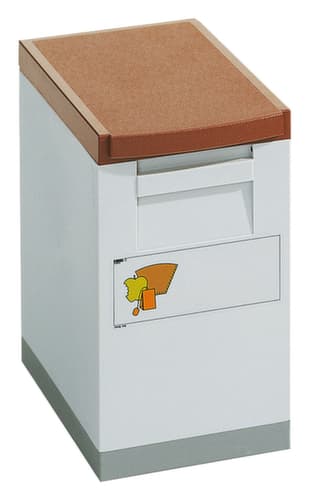 Wertstoffsammelbox, 15 l, hellgrau, Deckel braun