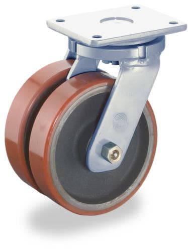 BS-ROLLEN Zwillings-Schwerlastrolle, Traglast 5600 kg, Polyurethan-Bereifung