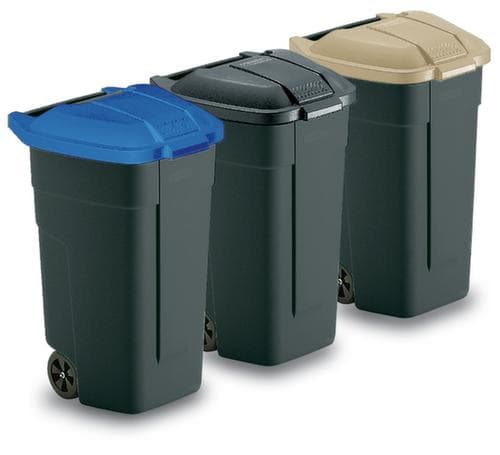 Abfalltonne, 100 l, anthrazit, Deckel blau