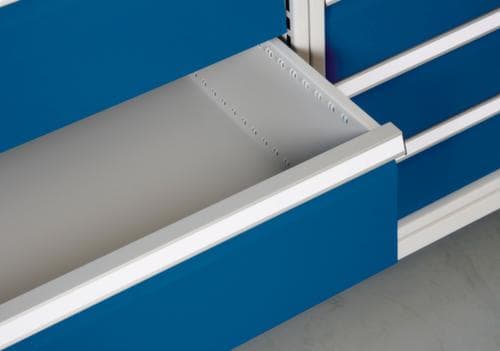 Bedrunka + Hirth Werkbank mit Buche-Massivholzplatte Gestell in vielen Farben, 3 Schubladen, 1 Schrank