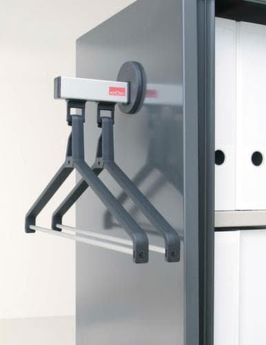 van Esch Magnetische Wandgarderobe mit abnehmbaren Kleiderbügeln, mit 2 abnehmbare Kleiderbügel, alu/RAL9005 Tiefschwarz