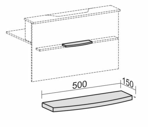 Gebogene Taschenablage für Theke, Breite 500 mm