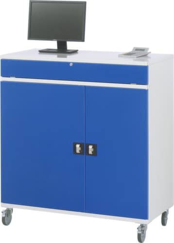 RAU Mobiler PC-Schrank 60, RAL7035 Lichtgrau/RAL5010 Enzianblau