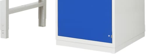 RAU Werkbank Serie 7000 mit Containergestell, 12 Schubladen, RAL7035 Lichtgrau/RAL5010 Enzianblau