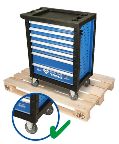 Brilliant Tools BLAU/SILBER Werkstattwagen mit 7 Schubladen und 207 Premium-Werkzeugen