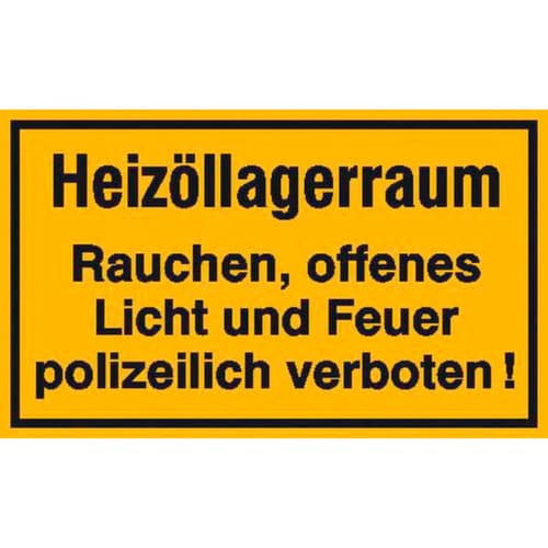 Hinweisschild SafetyMarking®, "Heizöllagerraum Rauchen"