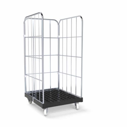 Rollbehälter BASICline mit 3 Wänden, Traglast 500 kg, Länge x Breite 845 x 724 mm