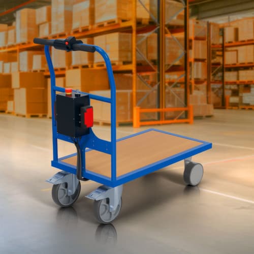 BS-ROLLEN Elektrischer Schiebebügelwagen BS-eTec, Traglast 500 kg, Ladefläche 1000 x 600 mm