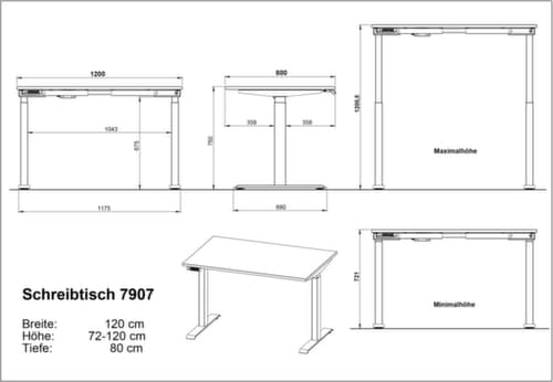 Elektrisch höhenverstellbarer Schreibtisch GW-MAILAND 7907