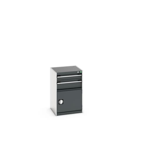 bott Schubladenschrank cubio Grundfläche 525x525 mm, 2 Schublade(n), RAL7035 Lichtgrau/RAL7016 Anthrazitgrau