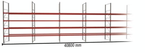 META Palettenregal MULTIPAL für 220 Paletten, 40800 mm breit, 5 Lagerebenen