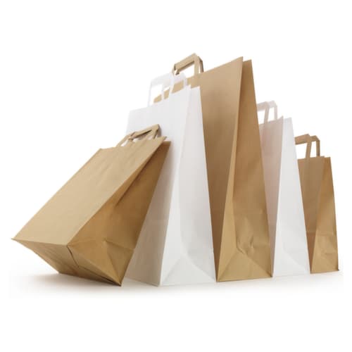 Braune Papier-Tragetaschen mit Papierhenkel RAJA 450 x 170 x 480 mm