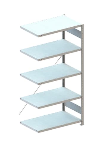 META Panneau d'extension pour le rayonnage sans CLIP vis, hauteur x largeur x profondeur 2000 x 1306 x 636 mm, 5 tablettes