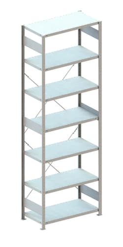 META système d'étagères sans vis CLIP, hauteur x largeur x profondeur 3000 x 1356 x 536 mm, 7 tablettes