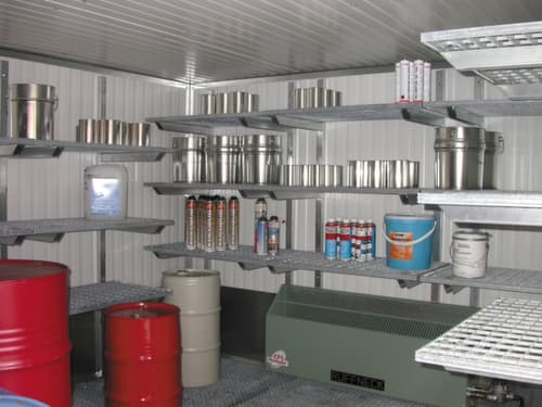 Rayonnage à caillebotis pour conteneur pour produits dangereux, largeur x profondeur 800 x 500 mm