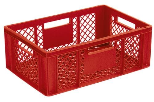 Conteneurs gerbables Euronorm Basic à fond nervuré renforcé, rouge, capacité 43 l