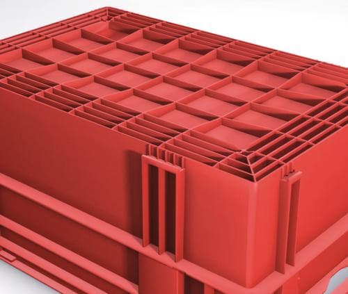 Bacs gerbables emboîtables norme Europe avec fond nervuré, rouge, capacité 80 l