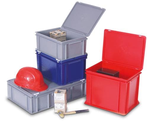 Conteneur Euronom avec couvercle à charnière, rouge, HxLxl 330x600x400 mm