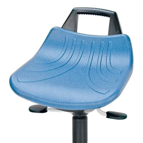 Tabouret pivotant, assise bleu, patins