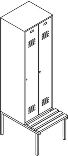 PAVOY Armoire vestiaire Basis avec banc + 3 compartiments, largeur de compartiment 400 mm