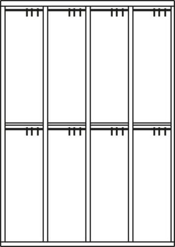 PAVOY Armoire vestiaire à deux niveaux Basis avec banc + 4x2 compartiments, largeur de compartiment 300 mm
