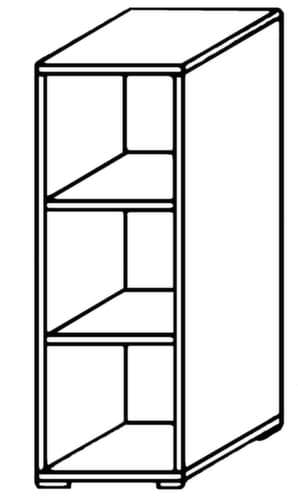 Rayonnage de bureau Sina avec paroi arrière, largeur 406 mm, 3 HC, noyer