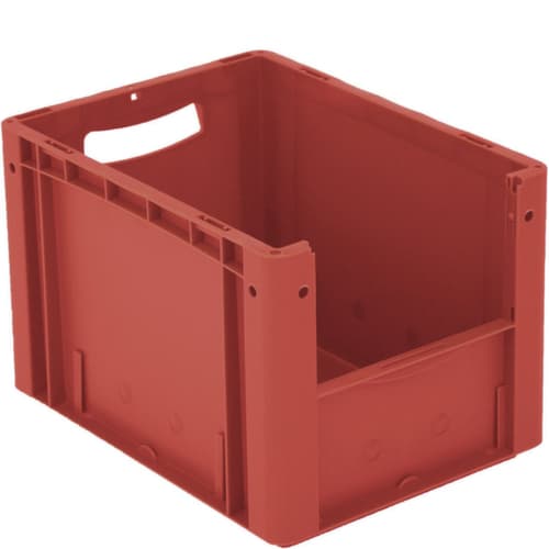 Conteneur de stockage visible Euronorm avec ouverture d'accès, rouge, HxLxl 270x400x300 mm